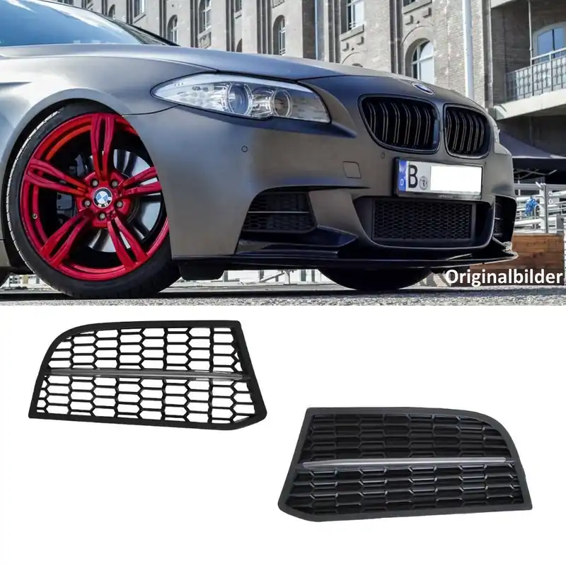 2x Front Grille Set Black Fog Lights Cover fits on BMW F10 F11 M550 M-Sport Schneller Versand