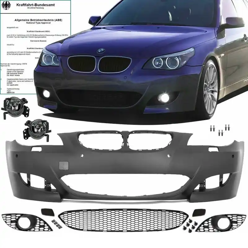 ABS Sport Front Bumper PDC fits on BMW E60 E61 Facelift Fogs Set fits M5 up 2007 Ausverkauf