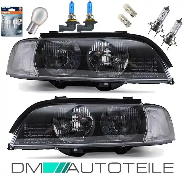 2x SCHEINWERFER Schwarz HB3/H7+weiße Blinker+Birnen 8tlg+OSRAM passt für BMW E39 Super-Preis