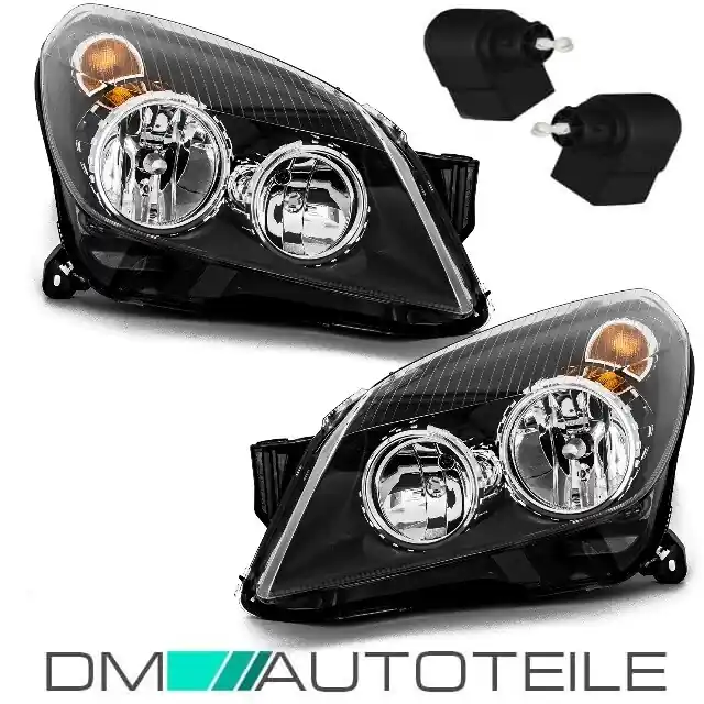 2x Opel Astra H Scheinwerfer SET Schwarz Klarglas H7/H1 + 2x Motor 3j .GARANTIE Schneller Versand